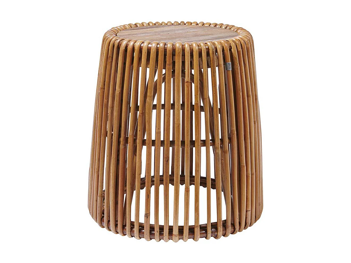 Sofa Beistelltisch aus Teak Massivholz und Rattan rund