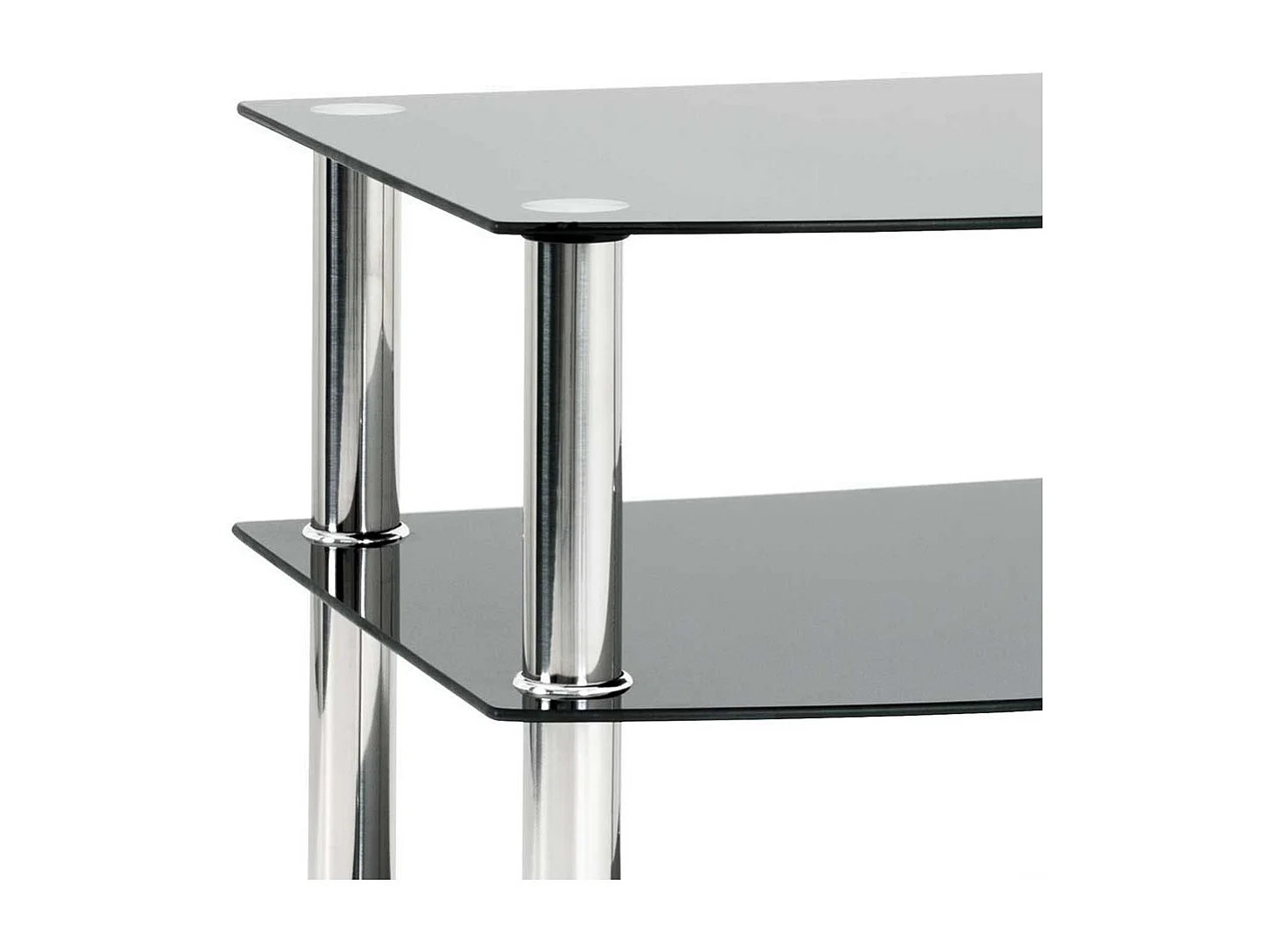 Design Beistelltisch in Schwarz Sicherheitsglas und Edelstahl