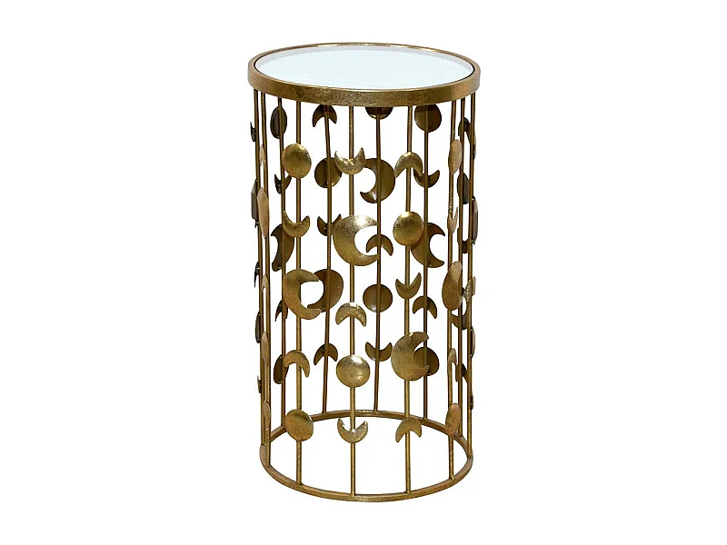 Ausgefallener Beistelltisch in Goldfarben Glas & Metall