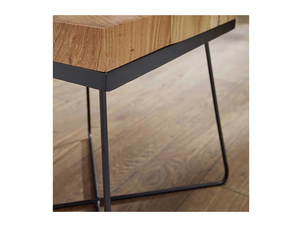 Quadratischer Beistelltisch aus Akazie Massivholz Schwarz Metall