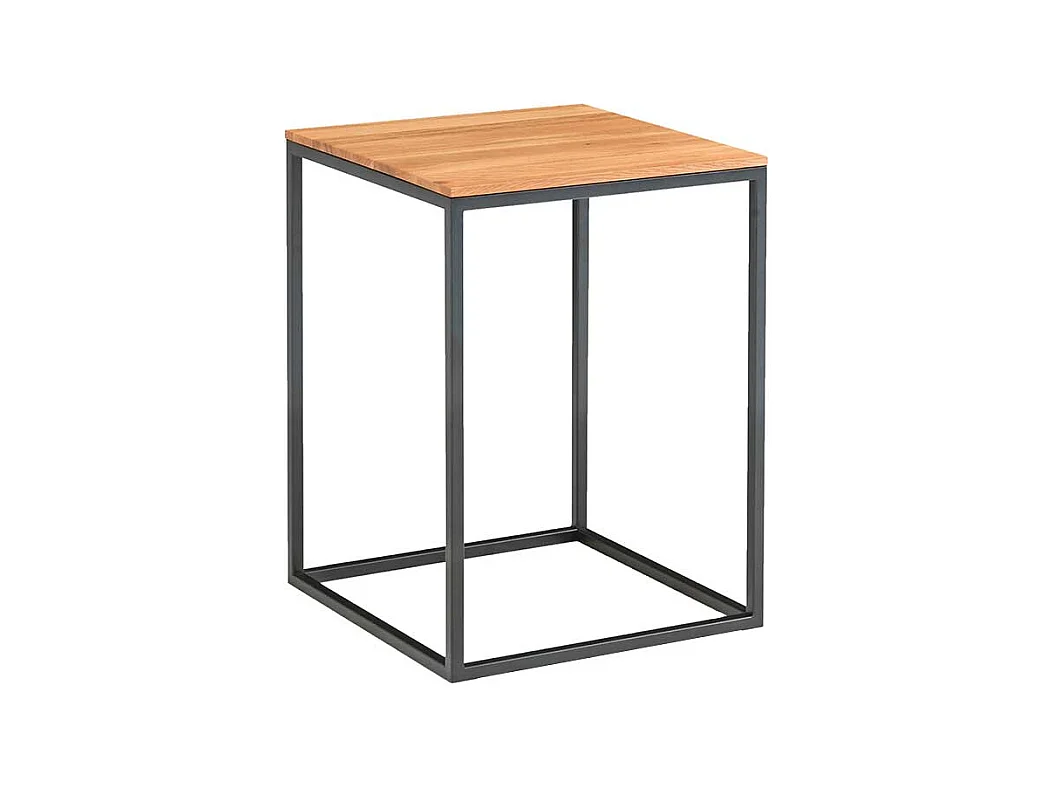 Sofa Beistelltisch aus Asteiche Massivholz Bügelgestell aus Metall in Schwarz