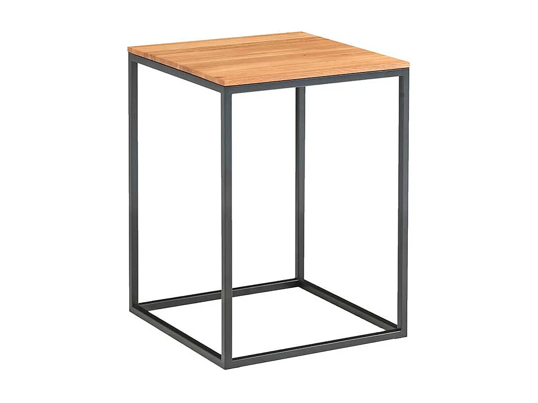 Sofa Beistelltisch aus Asteiche Massivholz Bügelgestell aus Metall in Schwarz