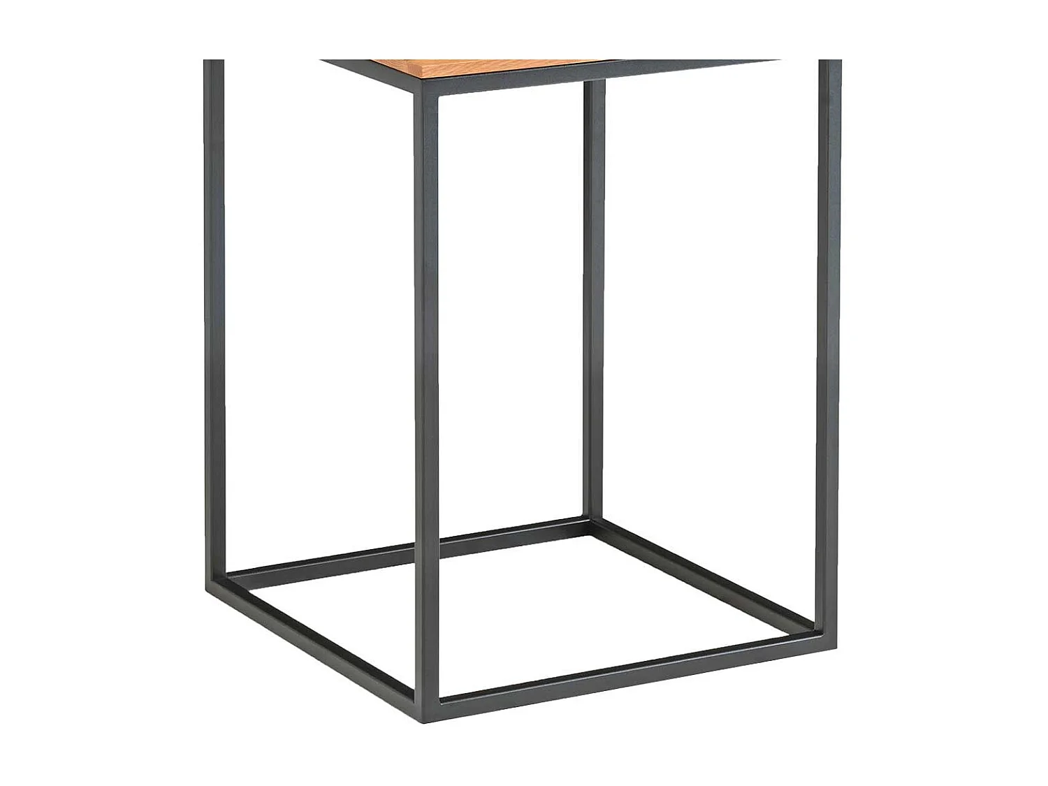 Sofa Beistelltisch aus Asteiche Massivholz Bügelgestell aus Metall in Schwarz