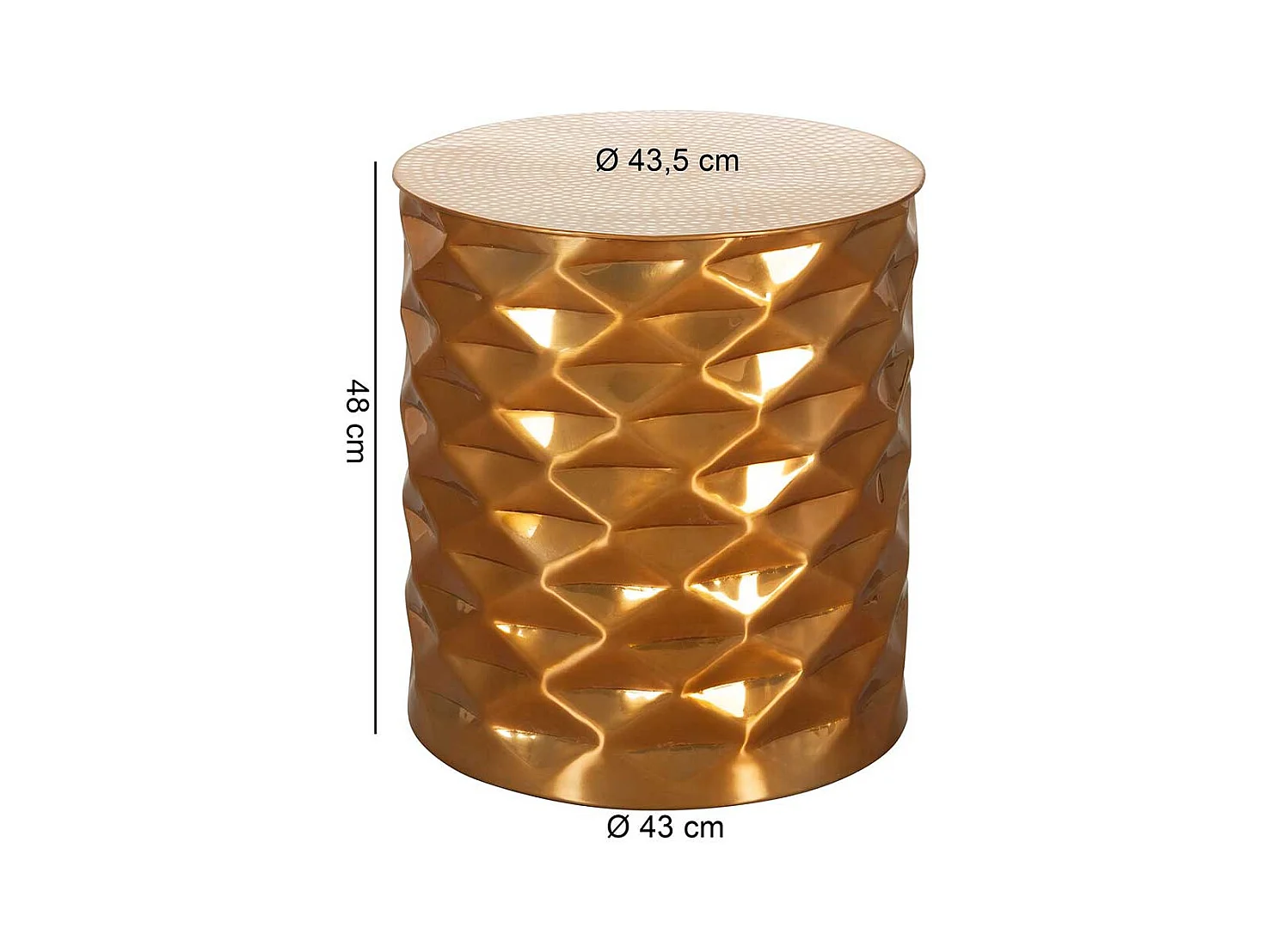 Beistelltisch in Hammerschlag Optik Aluminium in Goldfarben