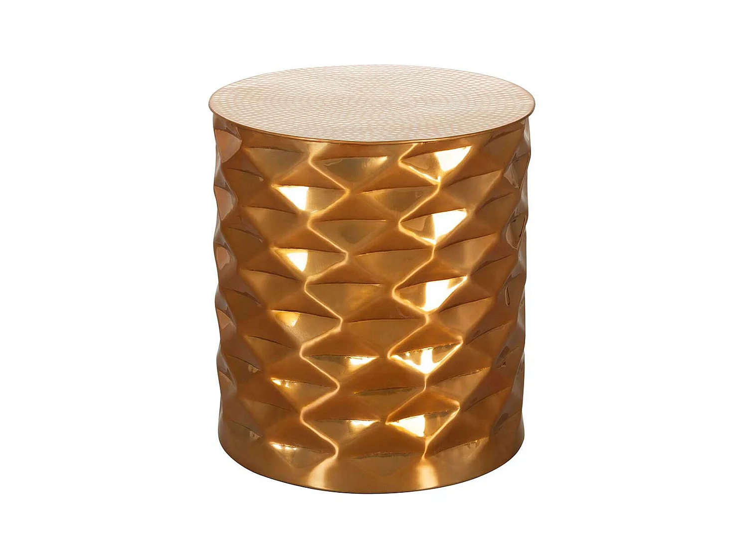 Beistelltisch in Hammerschlag Optik Aluminium in Goldfarben