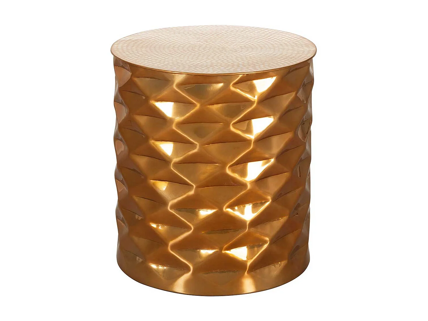 Beistelltisch in Hammerschlag Optik Aluminium in Goldfarben