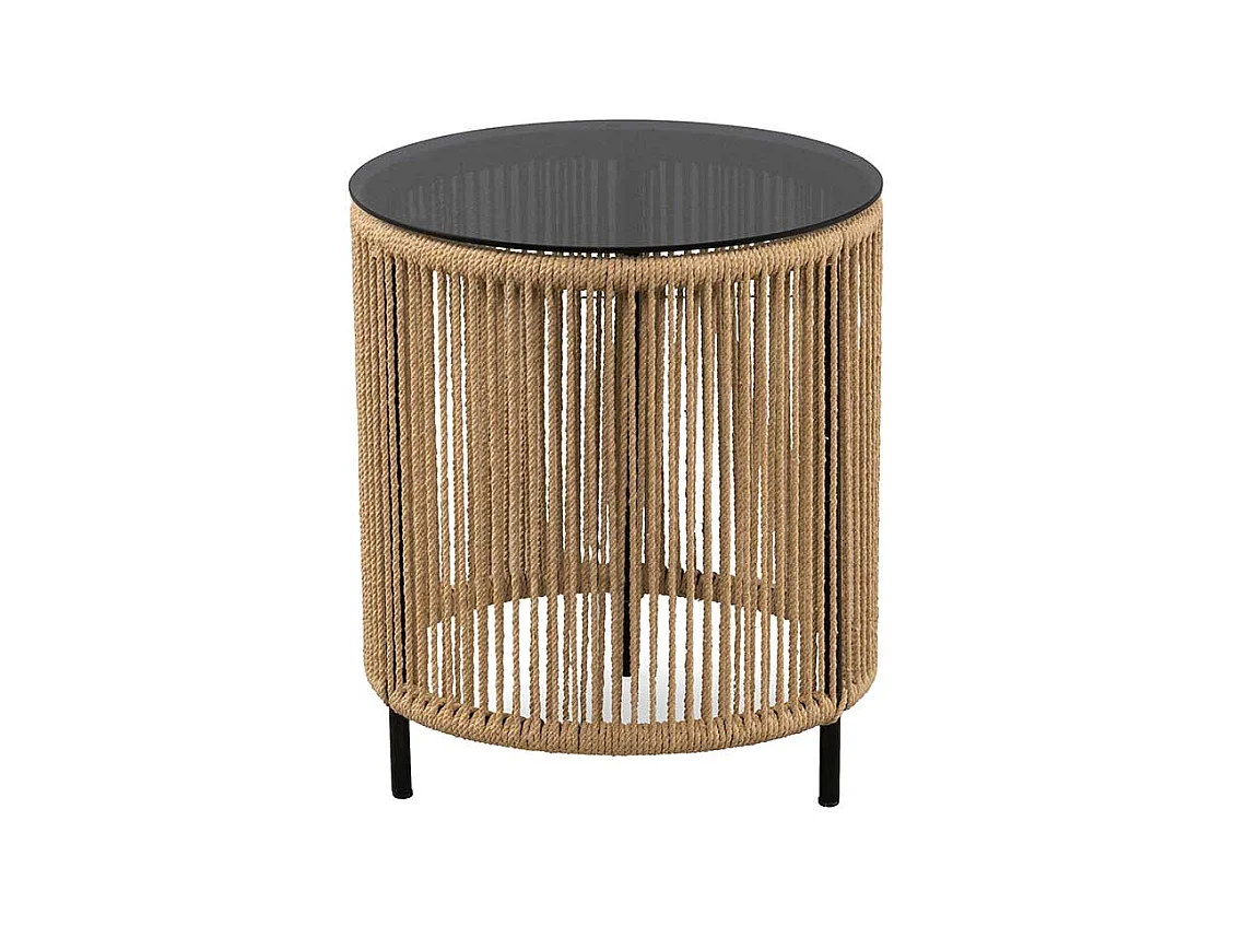 Beistelltisch Sofa Beistelltischchen aus Kordel und getöntem Glas