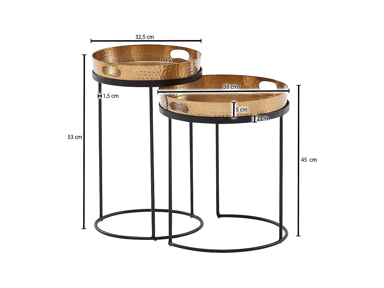 Zwei Beistelltische in Goldfarben und Schwarz orientalischen Stil (zweiteilig)