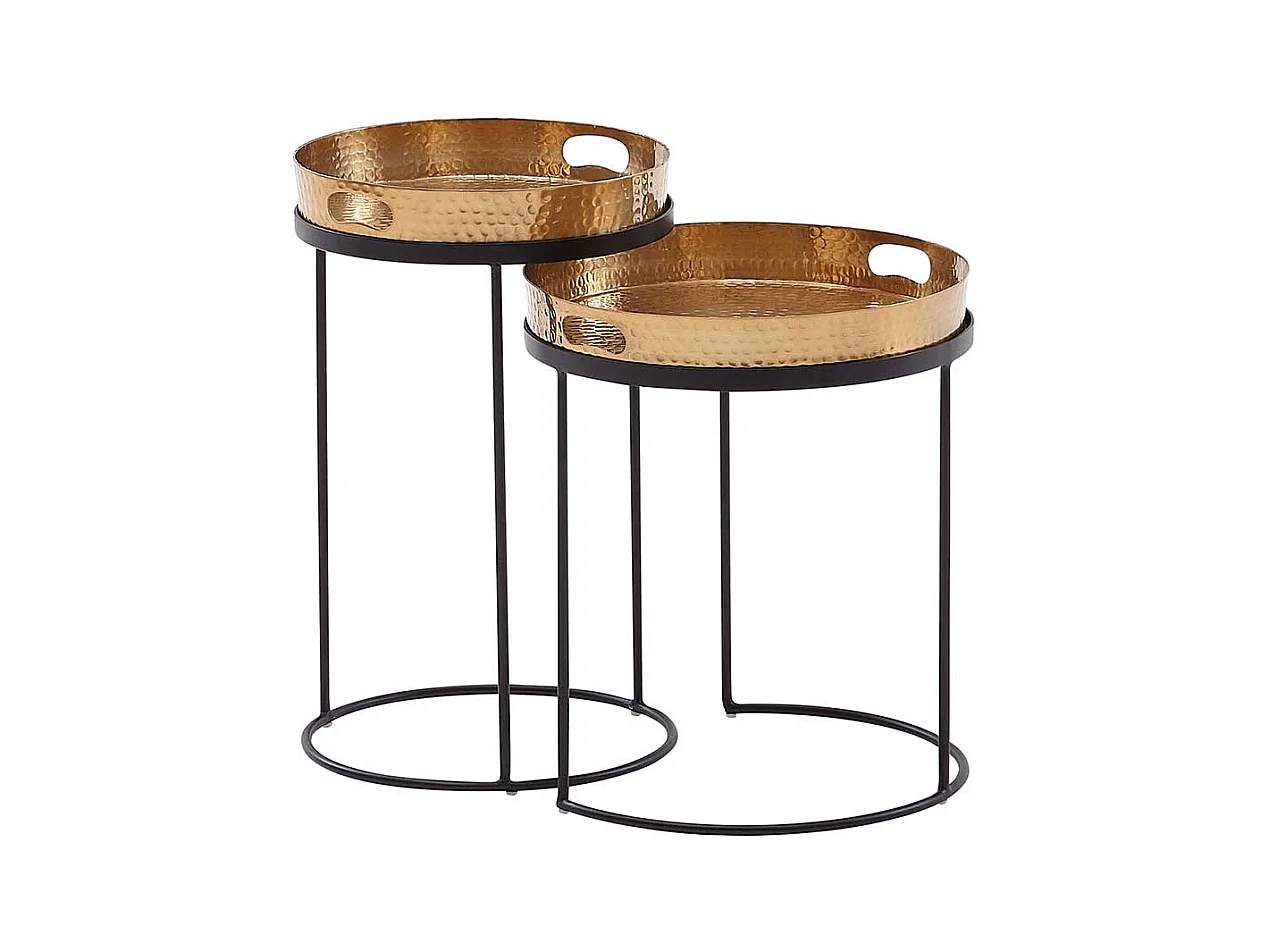 Zwei Beistelltische in Goldfarben und Schwarz orientalischen Stil (zweiteilig)