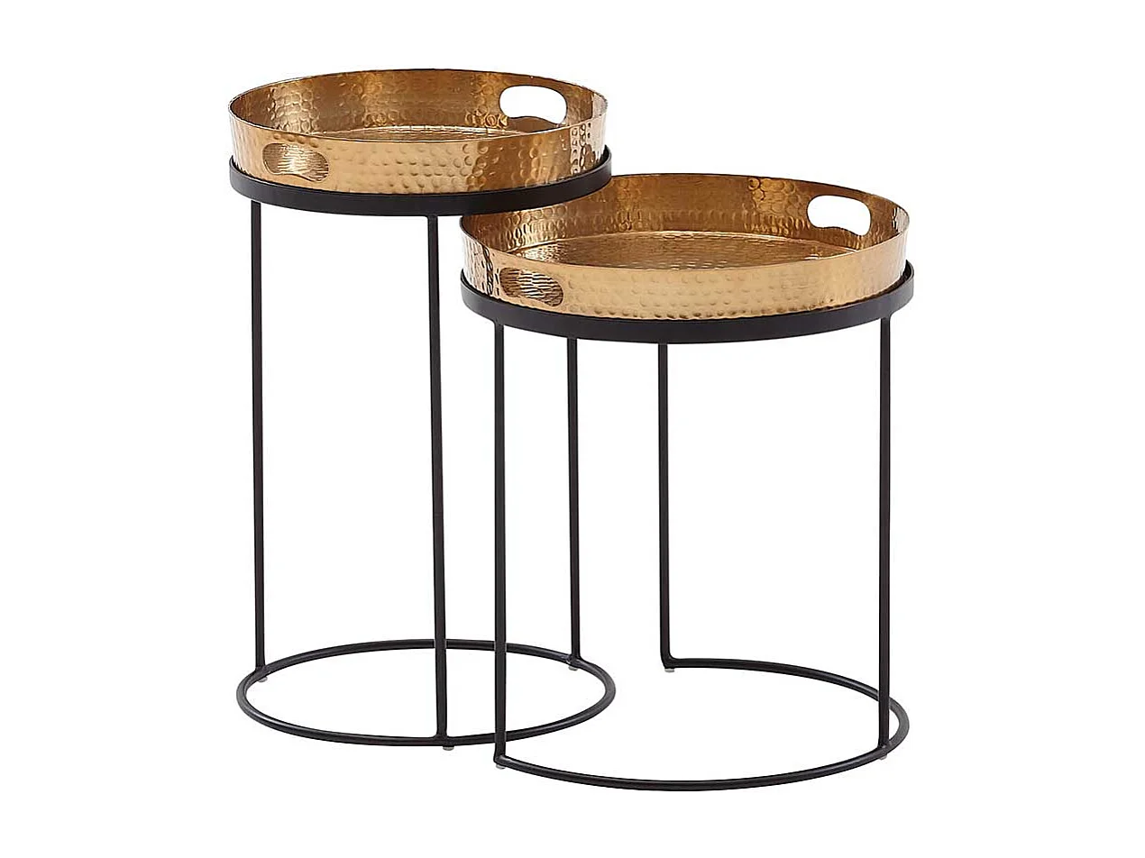 Zwei Beistelltische in Goldfarben und Schwarz orientalischen Stil (zweiteilig)