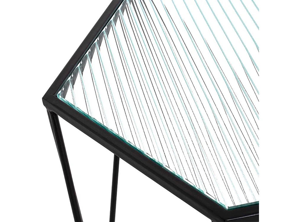 Beistelltisch mit Strukturglasplatte -Riffelglas Metall Hexagon Gestell