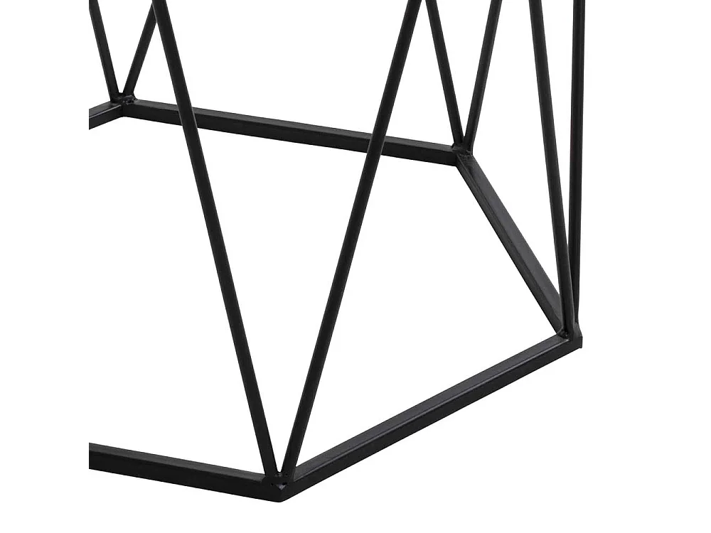 Beistelltisch mit Strukturglasplatte -Riffelglas Metall Hexagon Gestell