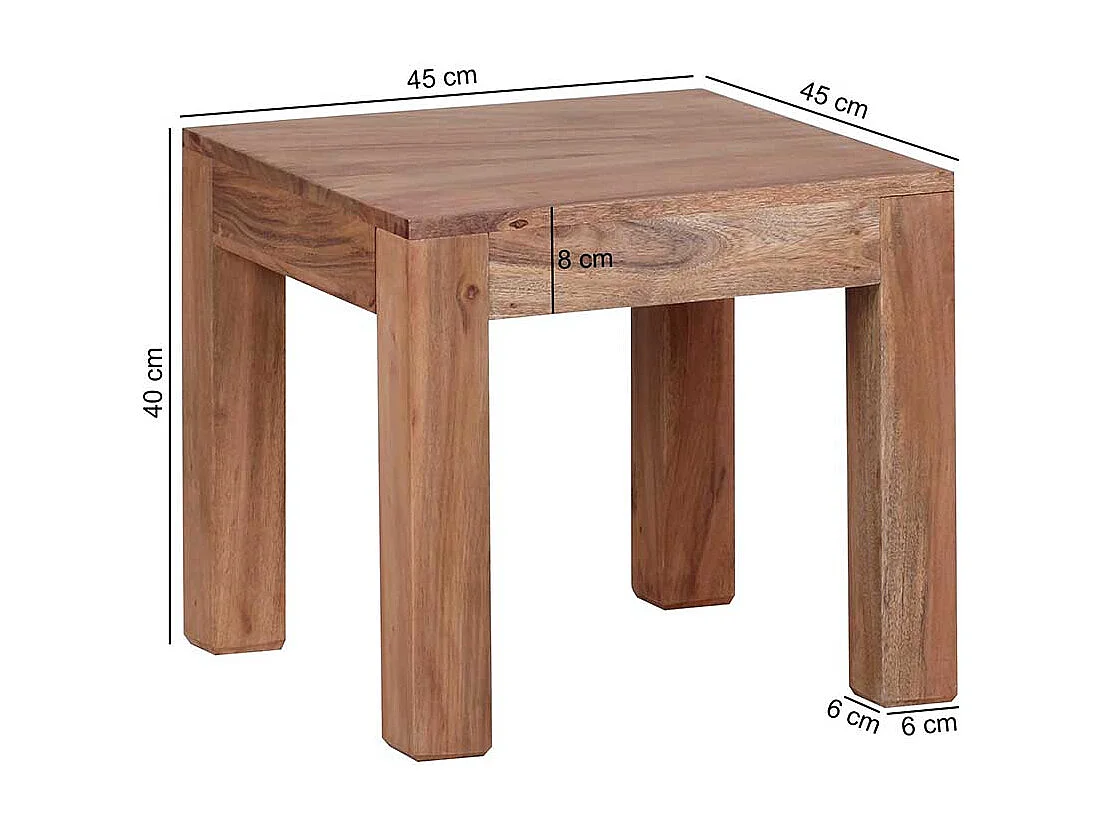 Beistelltisch Sofa massiv mit quadratischer Tischplatte 40 cm hoch