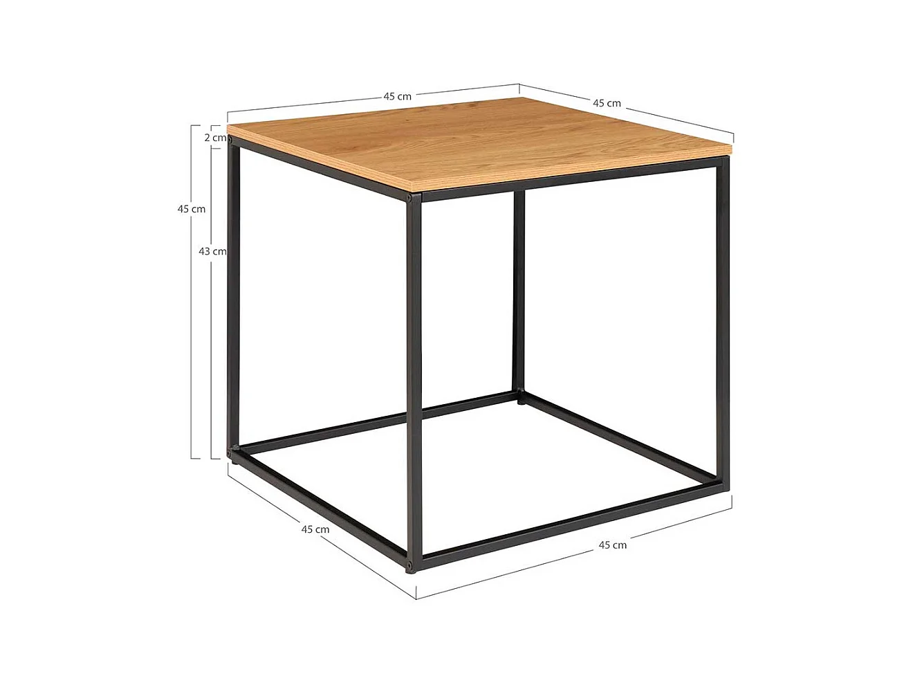 Quadratischer Beistelltisch 45 cm hoch Bügelgestell