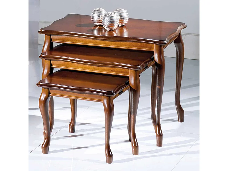 Beistelltisch Set Nussbaum furniert italienischen Design (dreiteilig)