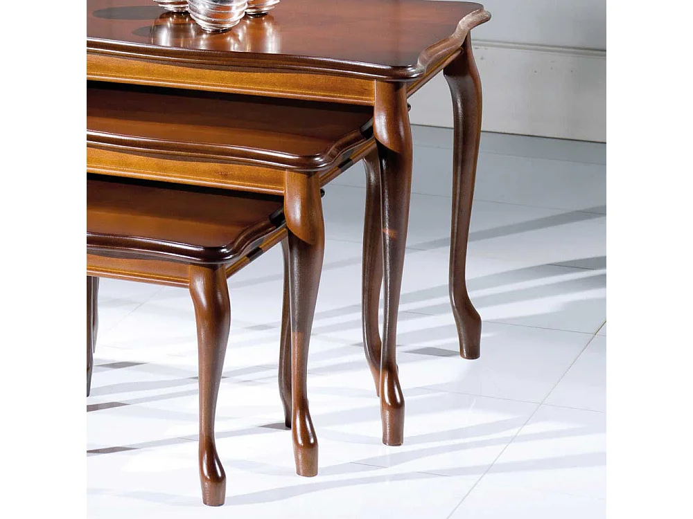 Beistelltisch Set Nussbaum furniert italienischen Design (dreiteilig)