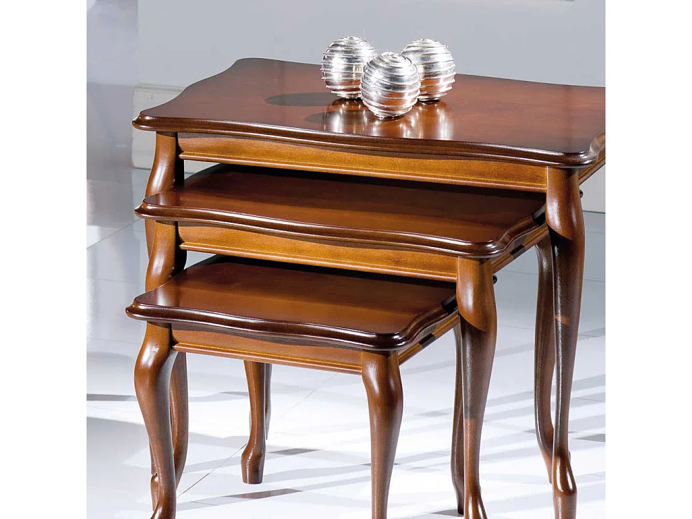 Beistelltisch Set Nussbaum furniert italienischen Design (dreiteilig)