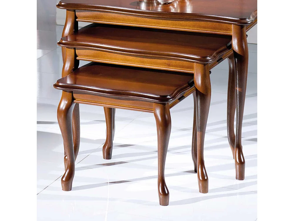 Beistelltisch Set Nussbaum furniert italienischen Design (dreiteilig)