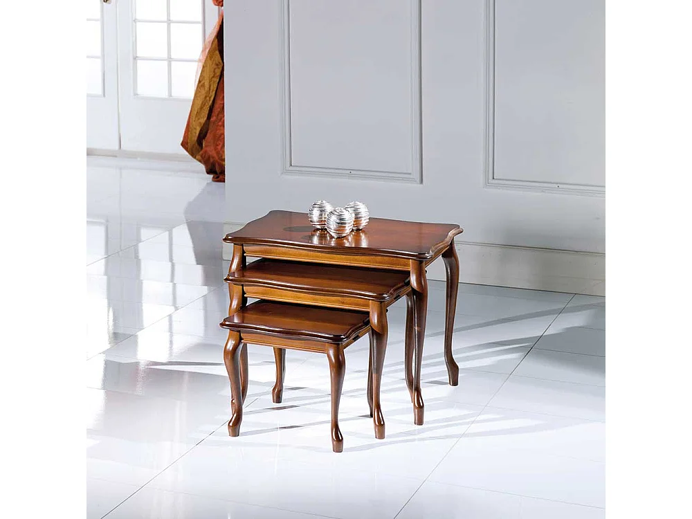 Beistelltisch Set Nussbaum furniert italienischen Design (dreiteilig)