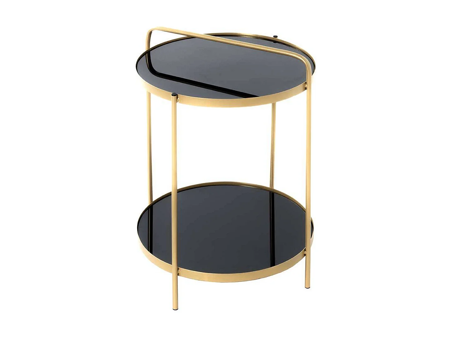 Beistelltisch Sofa aus Sicherheitsglas & Metall Goldfarben & Schwarz