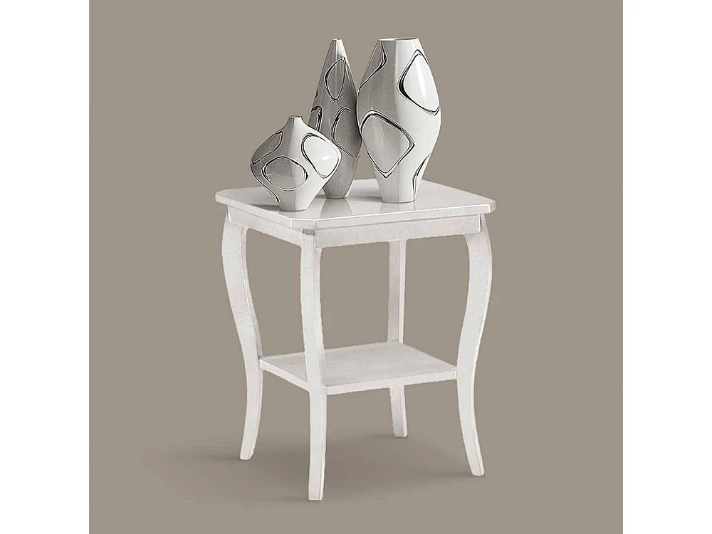 Beistelltisch in Weiß quadratischer Tischplatte