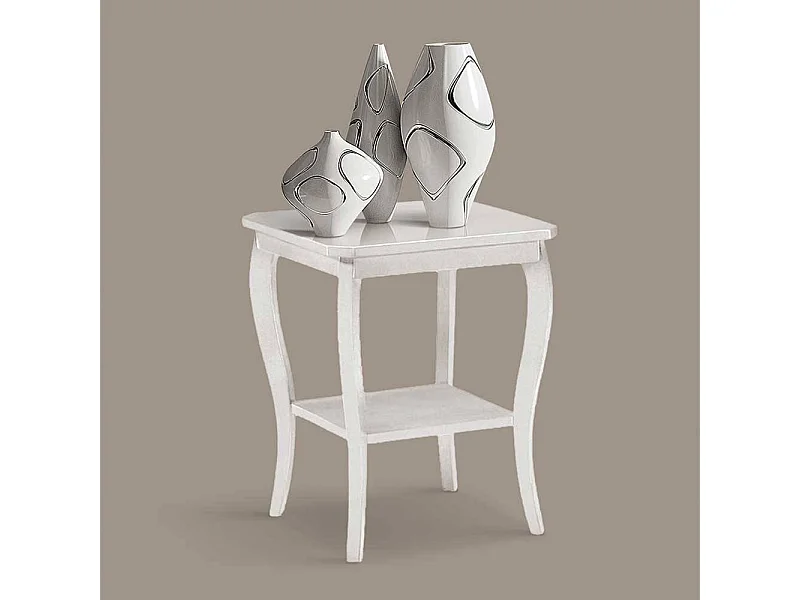 Beistelltisch in Weiß quadratischer Tischplatte