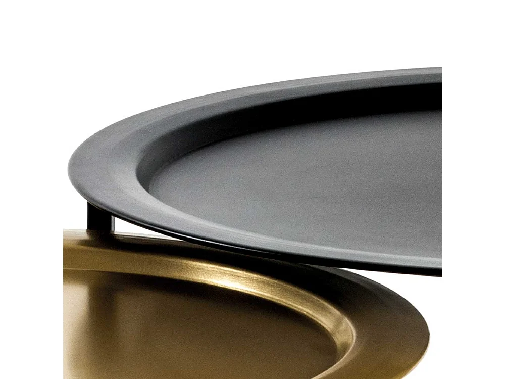 Runde Beistelltische in Schwarz und Goldfarben Metall (zweiteilig)