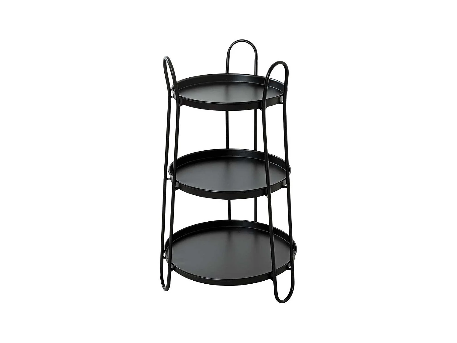 Runder Metall Beistelltisch mit drei Ablagen 72 cm hoch