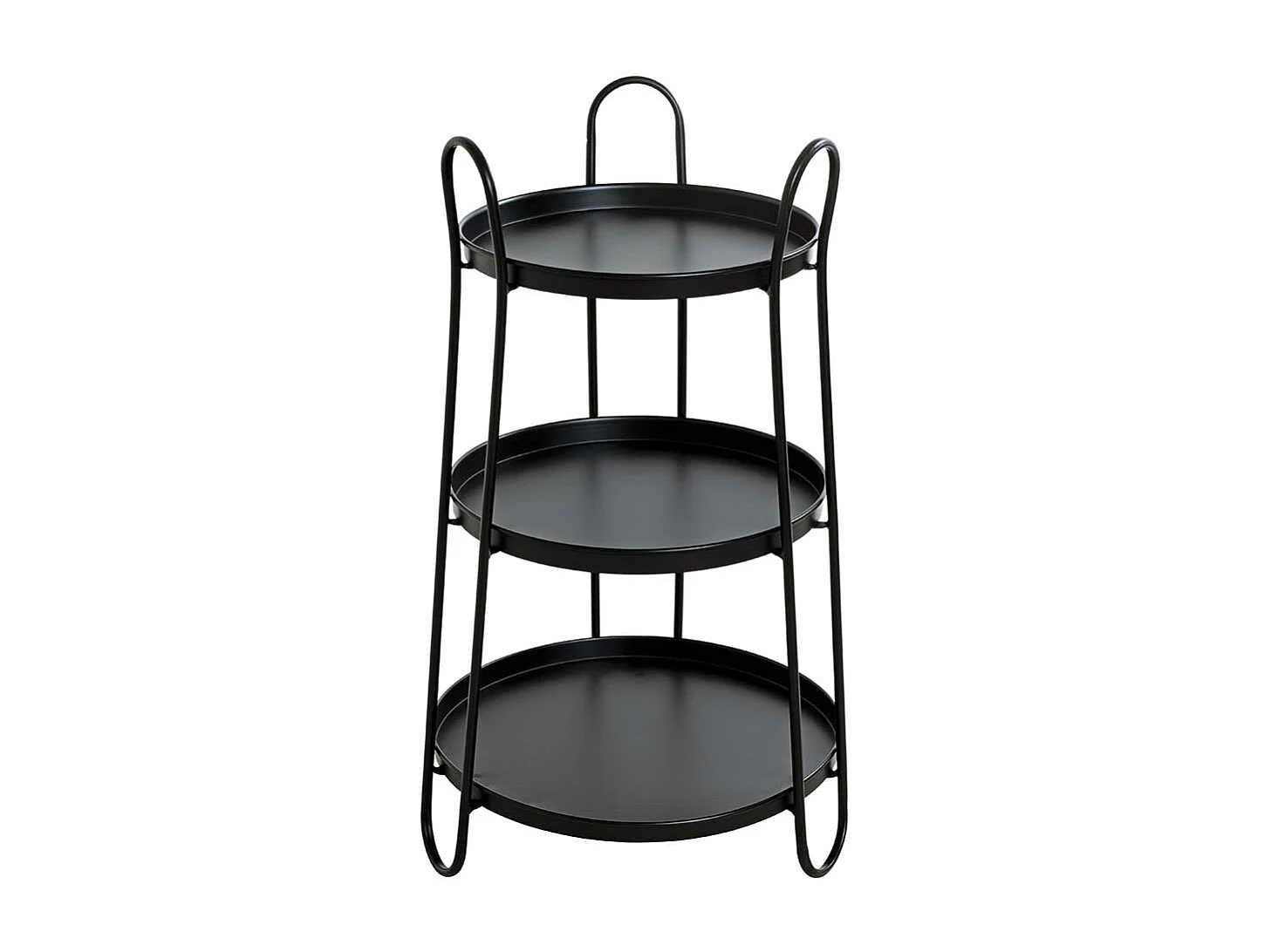 Runder Metall Beistelltisch mit drei Ablagen 72 cm hoch