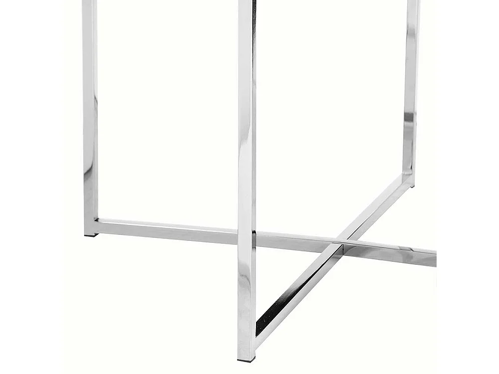 Beistelltisch in Weiß und Chromfarben quadratischer Tischplatte