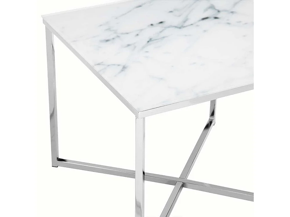 Beistelltisch in Weiß und Chromfarben quadratischer Tischplatte