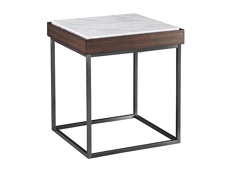 Luxus Beistelltisch mit Marmorplatte Bügelgestell aus Edelstahl