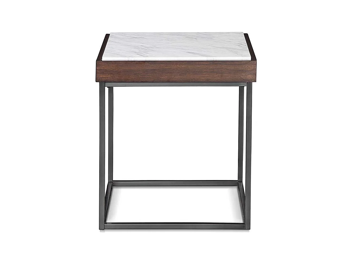 Luxus Beistelltisch mit Marmorplatte Bügelgestell aus Edelstahl