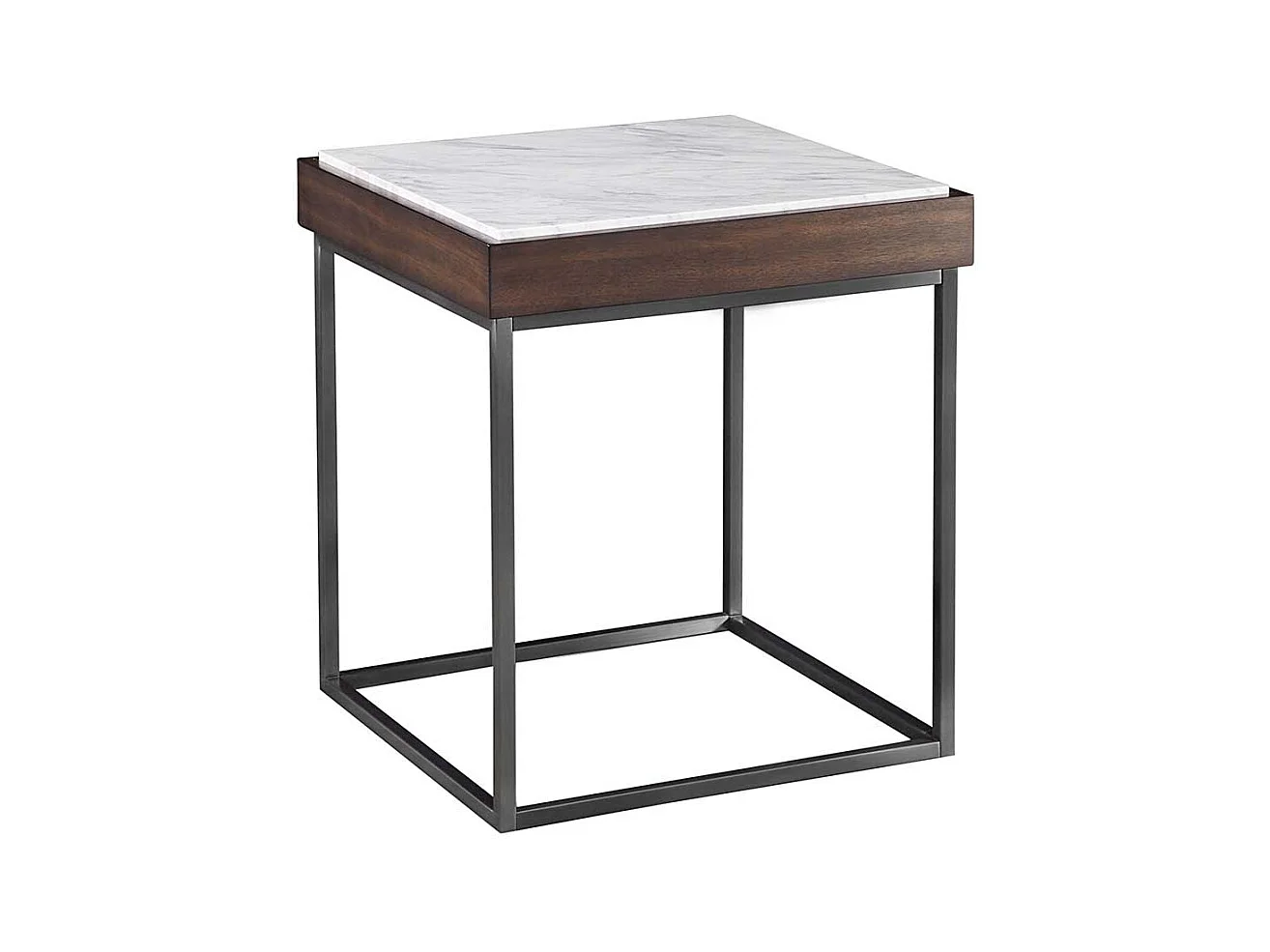 Luxus Beistelltisch mit Marmorplatte Bügelgestell aus Edelstahl