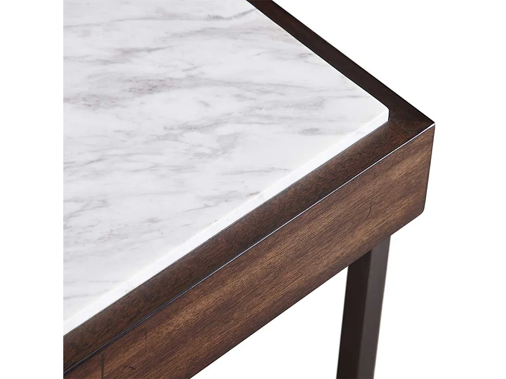 Luxus Beistelltisch mit Marmorplatte Bügelgestell aus Edelstahl