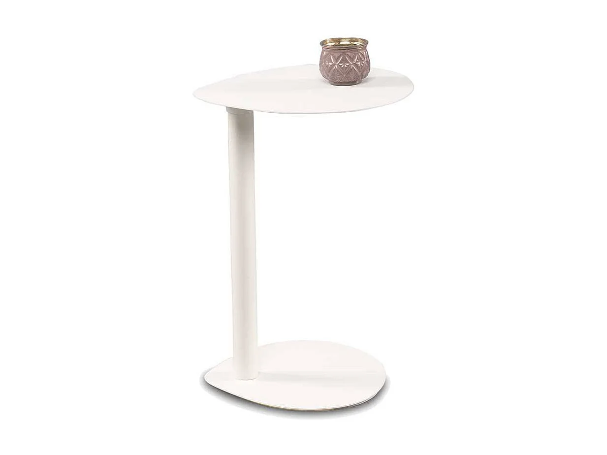Beistelltisch Sofa Beistelltischchen in Weiß matt auf Säulengestell