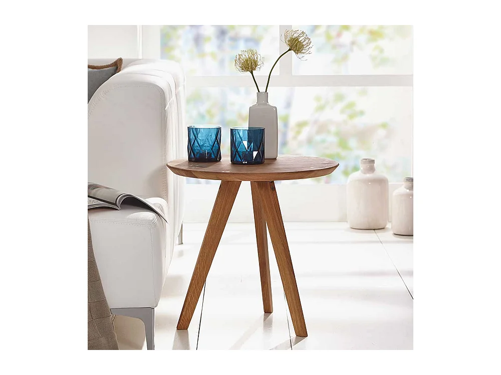 Beistelltisch aus Wildeiche Massivholz Retro Design