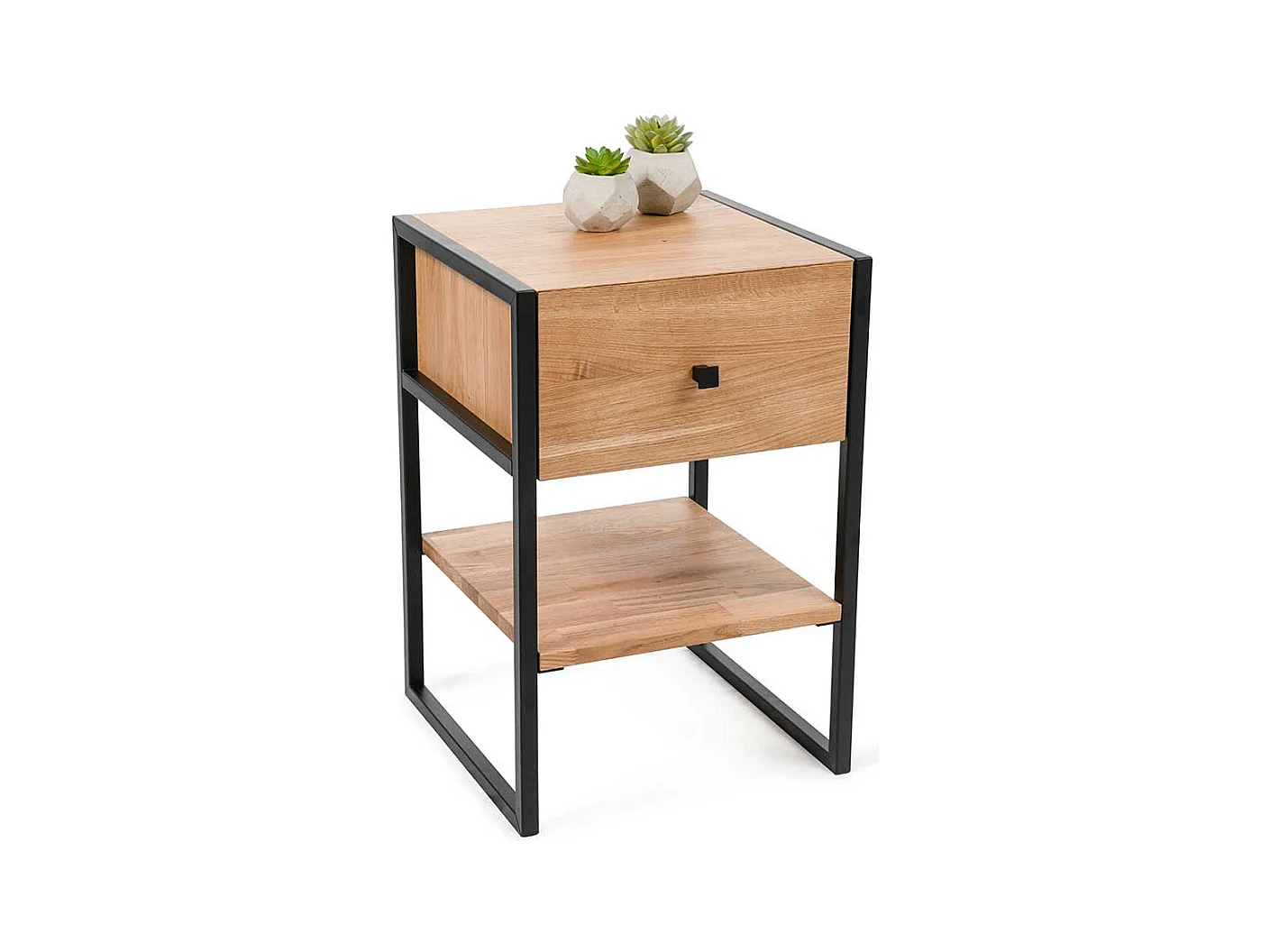 Beistelltischchen aus Wildeiche Massivholz Bügelgestell