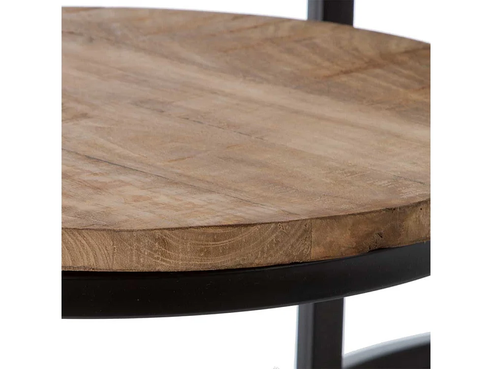 Dreisatz Beistelltisch Industrial aus Mangobaum Massivholz Metall (dreiteilig)