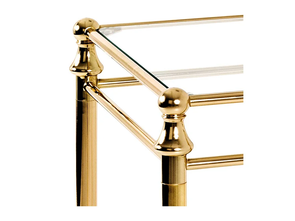 Beistelltisch aus Stahl in Messingfarben Glasplatte