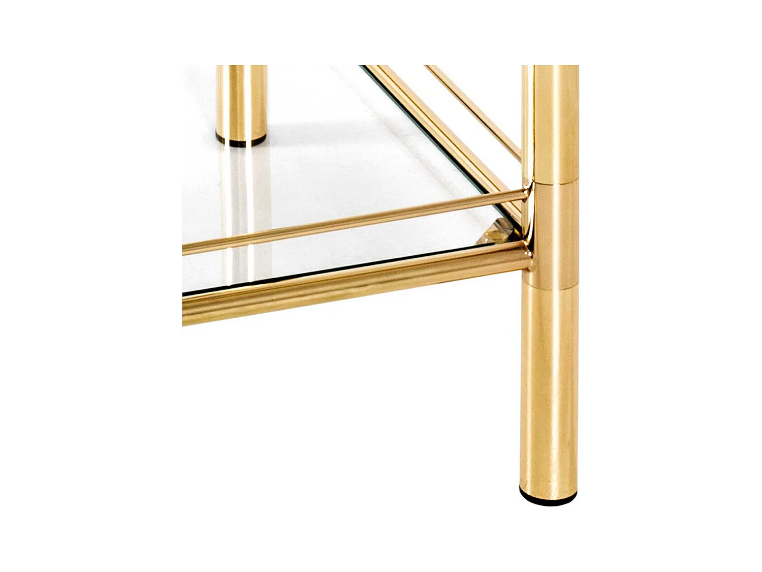 Beistelltisch aus Stahl in Messingfarben Glasplatte