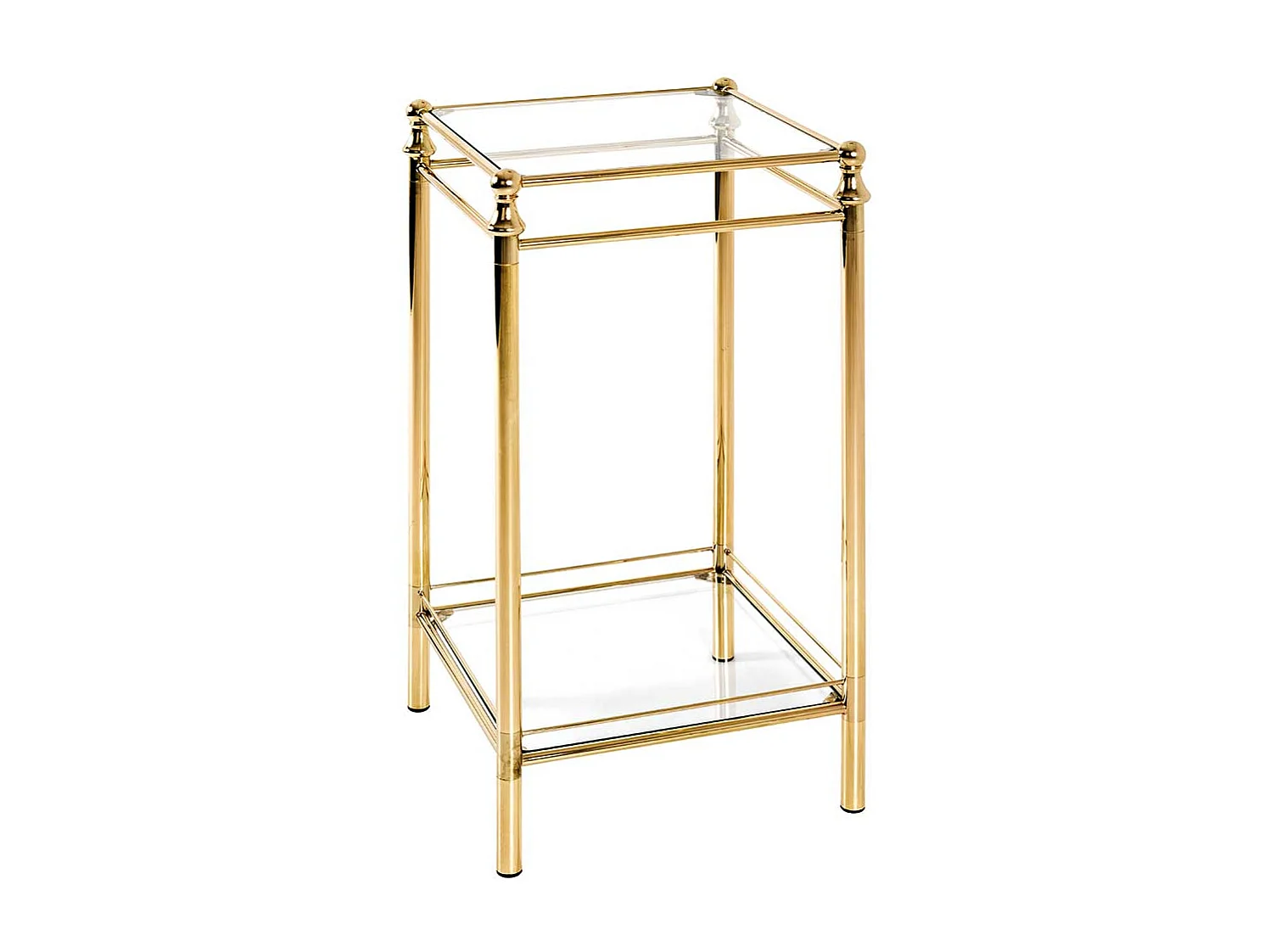 Beistelltisch aus Stahl in Messingfarben Glasplatte