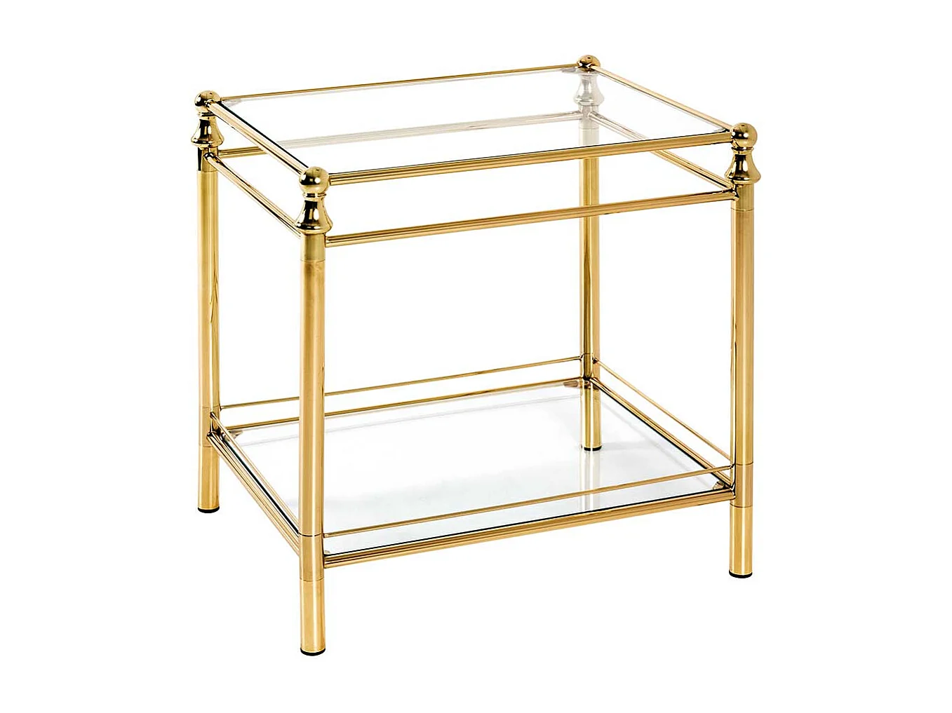 Beistelltisch aus Stahl in Messingfarben Glasplatte