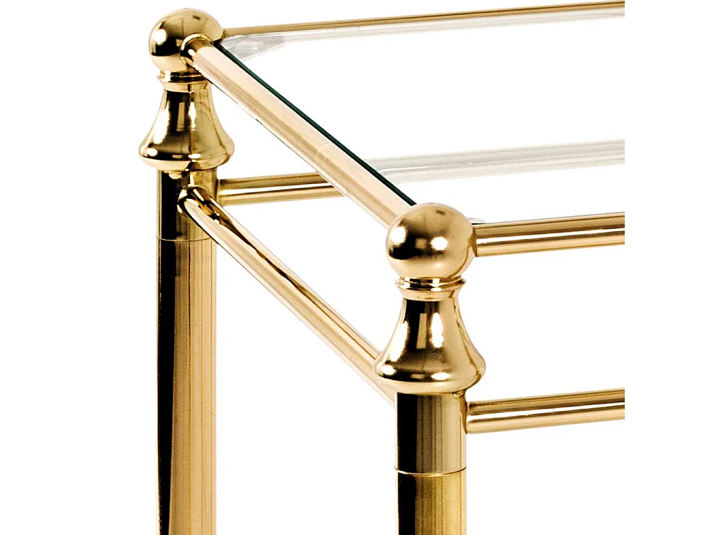 Beistelltisch aus Stahl in Messingfarben Glasplatte