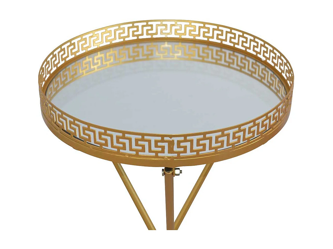 Kleiner Beistelltisch in Goldfarben Metall und Spiegelglas