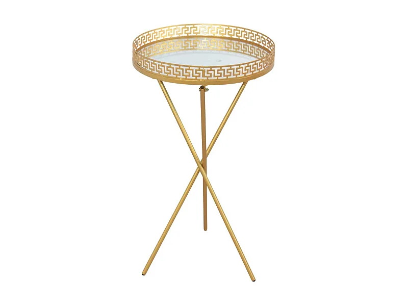 Kleiner Beistelltisch in Goldfarben Metall und Spiegelglas