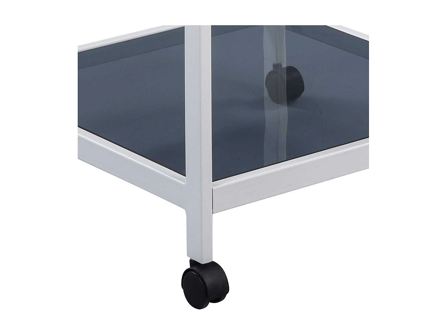 Rollbarer Beistelltisch in Weiß mit Glasablage
