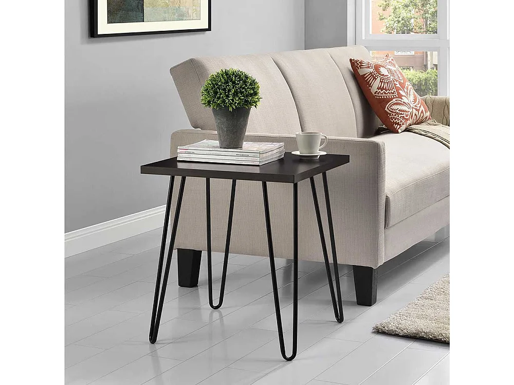 Beistelltischchen im Retrostil Dunkelbraun und Schwarz