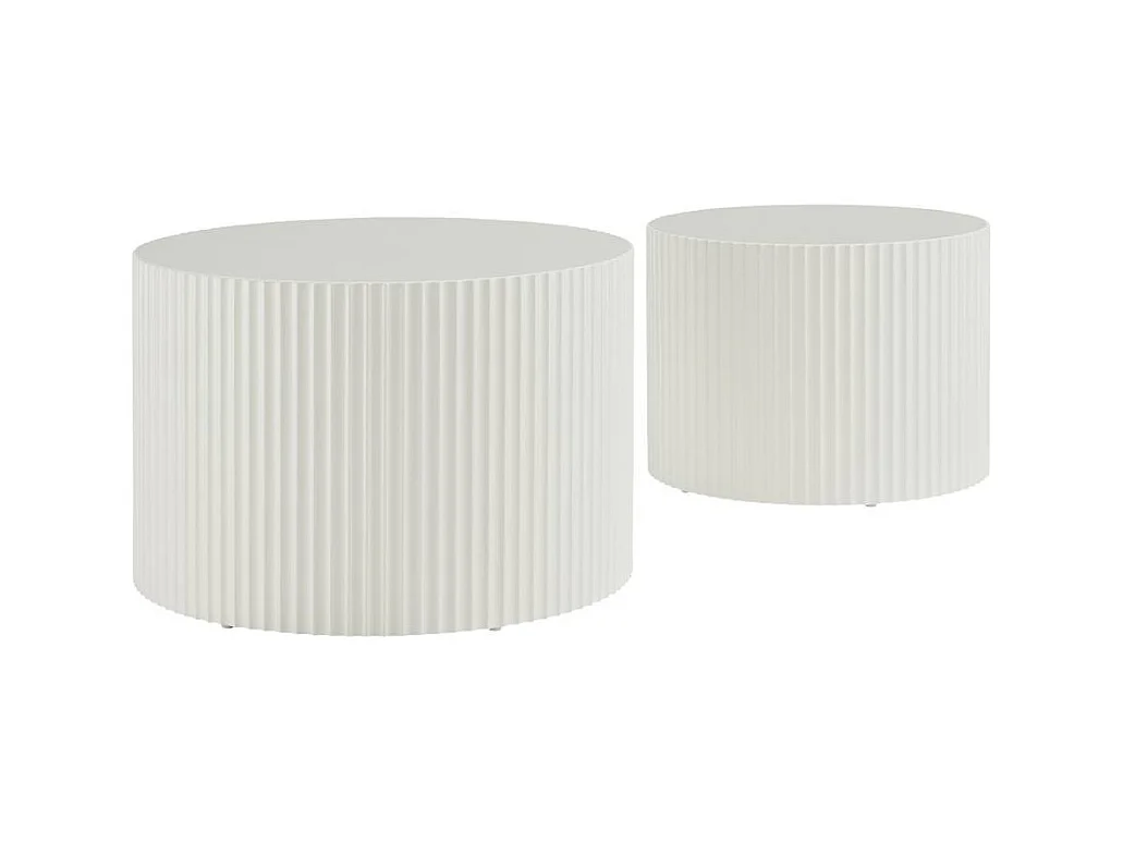 Zweisatztisch Beistelltisch in Naturweiß im Skandi Design (zweiteilig)