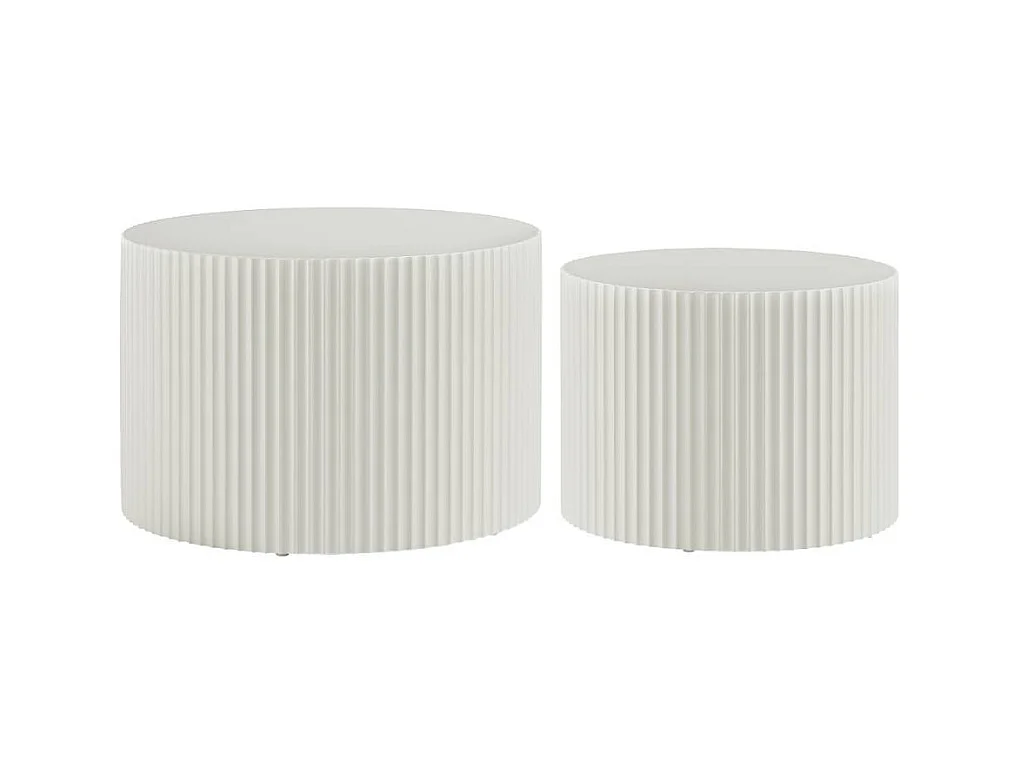 Zweisatztisch Beistelltisch in Naturweiß im Skandi Design (zweiteilig)